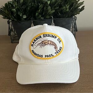 Vintage Harbor Shrimp Co. Texas Trucker Hat White Mesh Snapback Cap